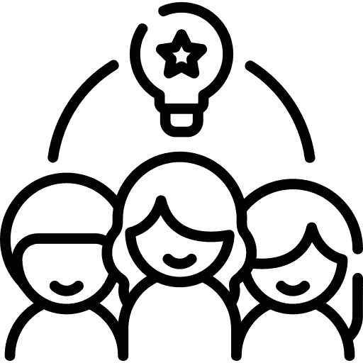 Teamwork-Icon: Mitarbeiter, Idee, Karriere.